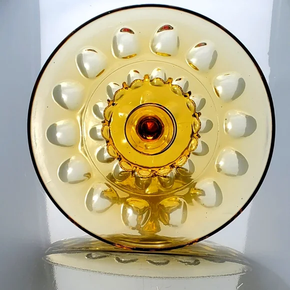 Vntg "Reflection Amber" Cake Plate by Hazel Atlas - Picture 3 of 5